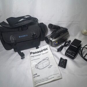 Panasonic Palmcorder PV-L958 VHS-C Camcorder PalmSight Bundle Bag Remote Manual